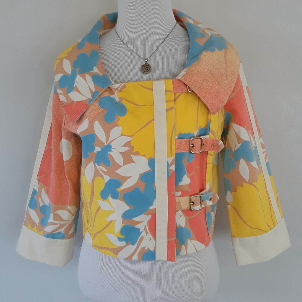 Tracy Feith Cropped Floral Moto Jacket